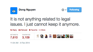 Illustration for article titled Flappy Bird's Creator Says He's Taking the Game Down